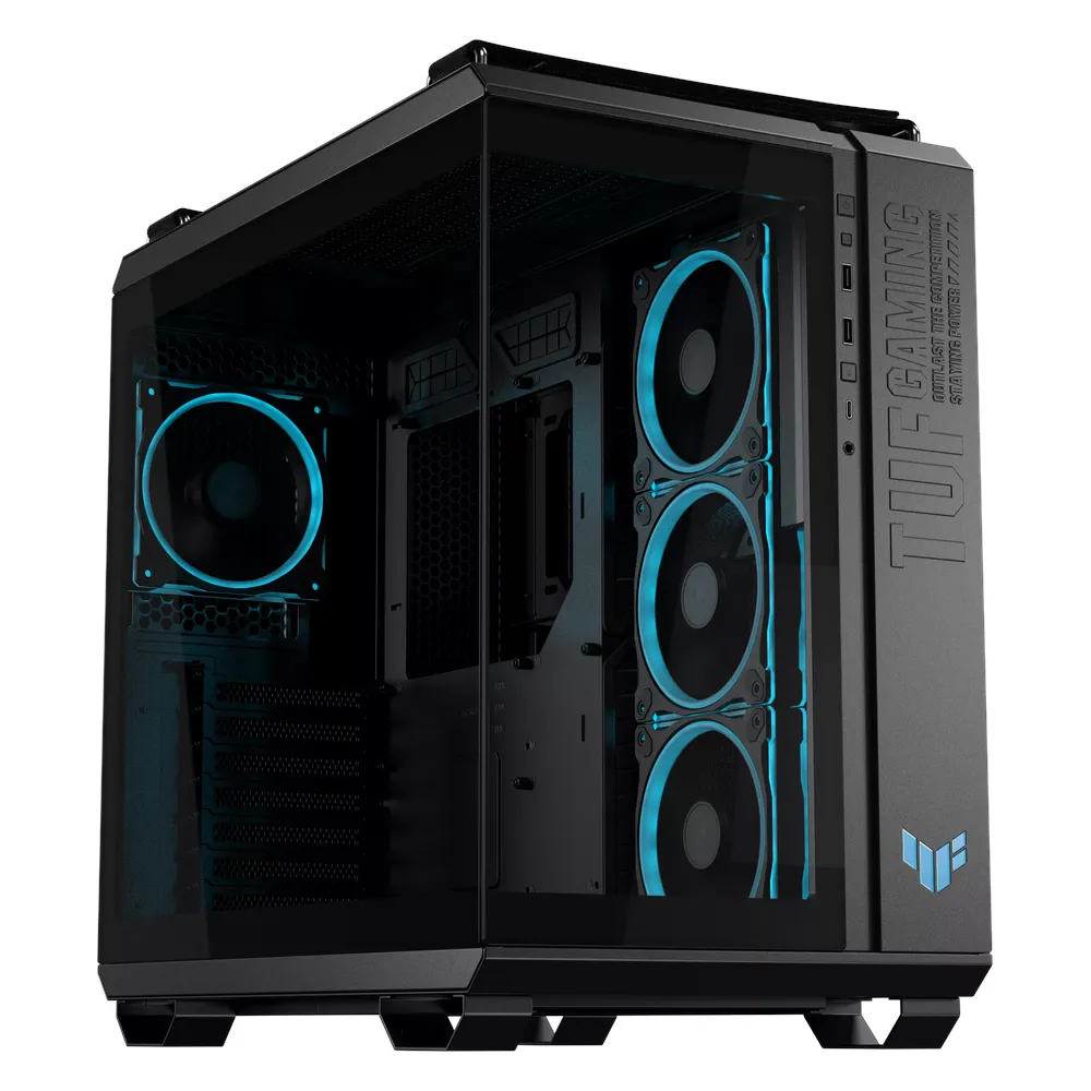 ASUS TUF Gaming GT502 Horizon ARGB Mid-Tower PC Case, Boundless Pillarless Panoramic View, Dual-Chamber Layout, 4 x Pre-installed ARGB Fans, 400mm GPU Support, 20Gbps USB Type-C, Black, 2 Year Warranty