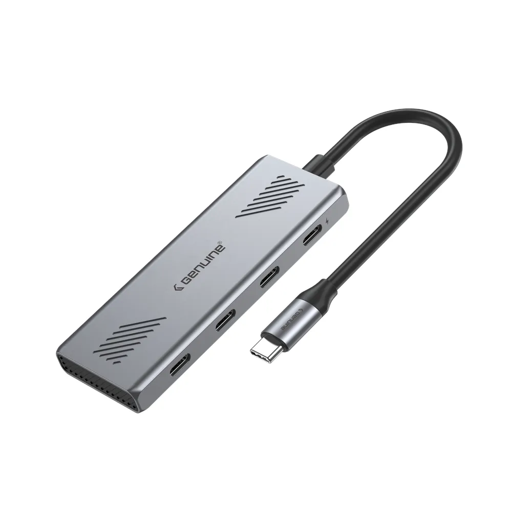 Genuine USB C HUB, 180mm Cable Length, Input Type-C 3.1 Gen 2, Transfer rate up to 10Gbps, Grey, 1 Year Warranty