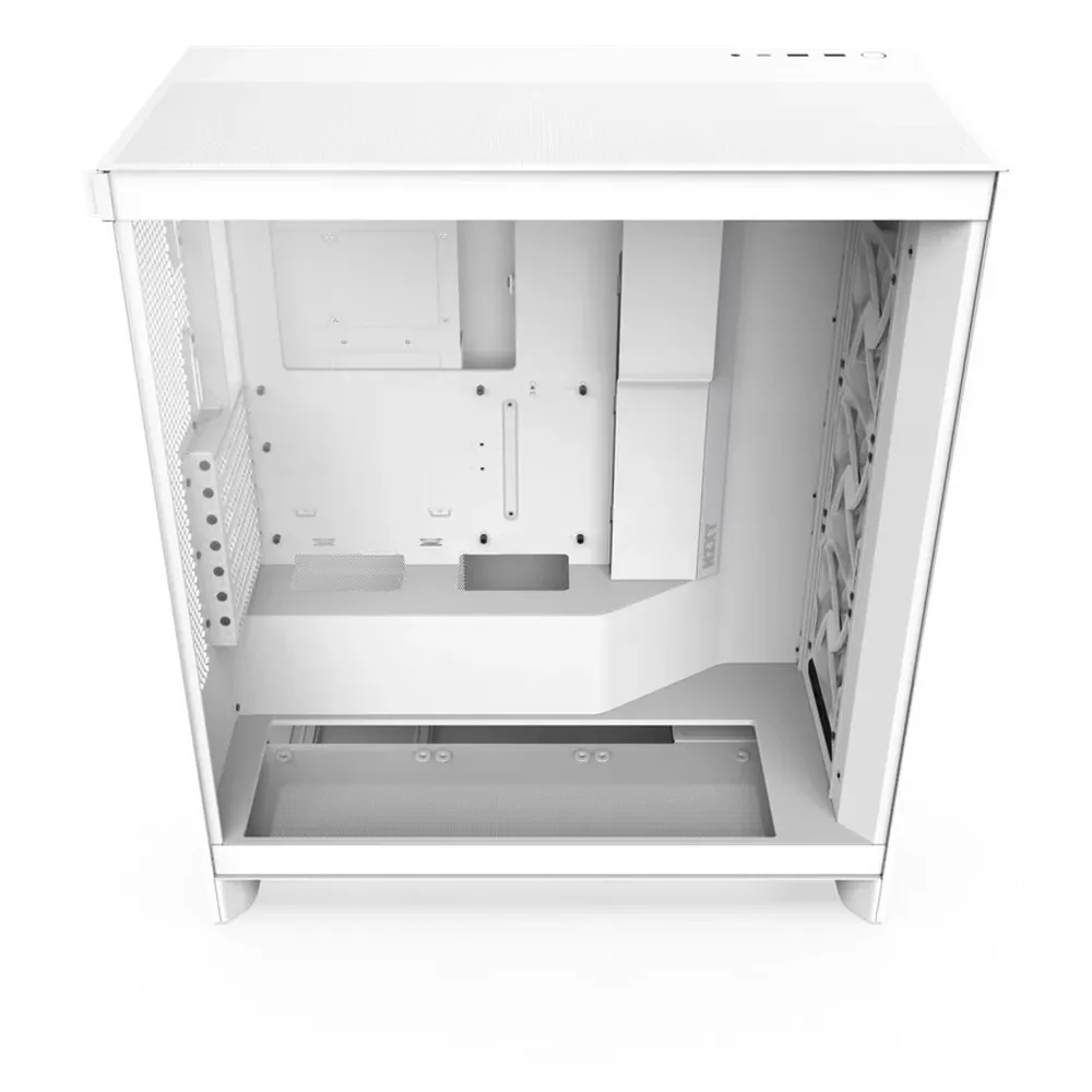 NZXT H7 Flow Mid Tower PC Casing, Ultra-Clear Tempered Glass, 3 F120Q Pre-Installed Fans, 410mm GPU Support, USB 3.2 Gen 2, White, 1 Year Warranty