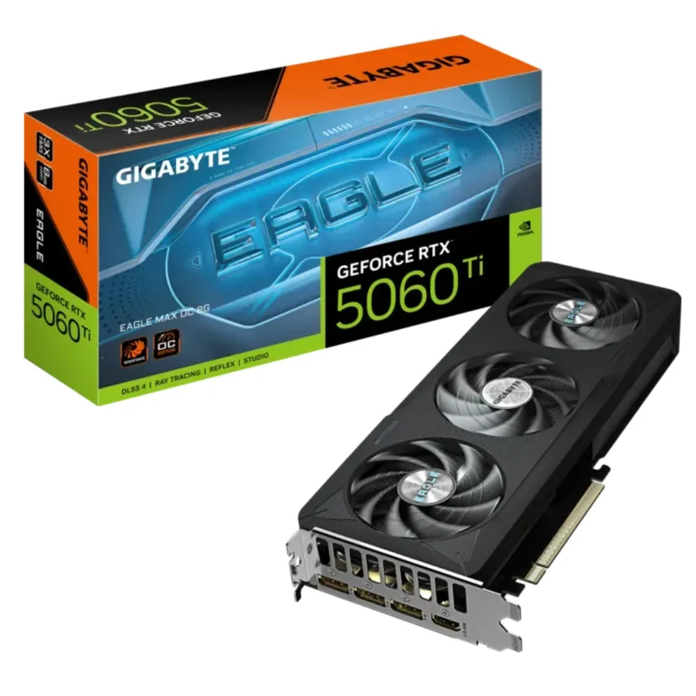 Gigabyte GeForce RTX 5060 Ti EAGLE MAX OC 8G Graphics Card, 8GB GDDR7, 128-bit Memory, HDMI 2.1b & DP 2.1b, PCI Express 5.0, 2617 MHz Core Clock, 28 Gbps, 1 Year Warranty