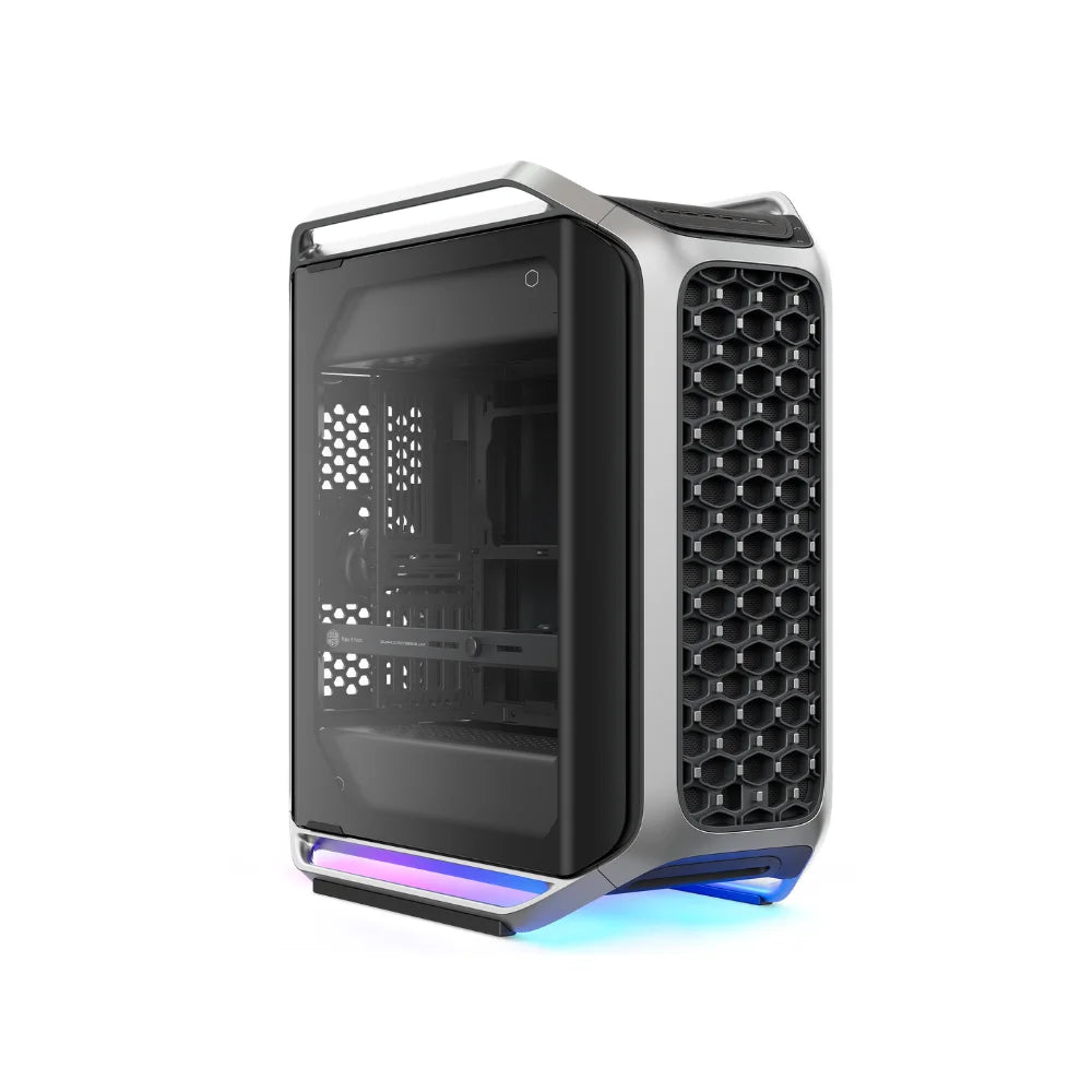 Cooler Master Cosmos Alpha Full Tower PC Case, Sliding Mother Board Tray, Tempered Glass Side Panel, 400mm GPU Support, USB 3.2 Gen 2,  Black / Silver, 1 Year Warranty