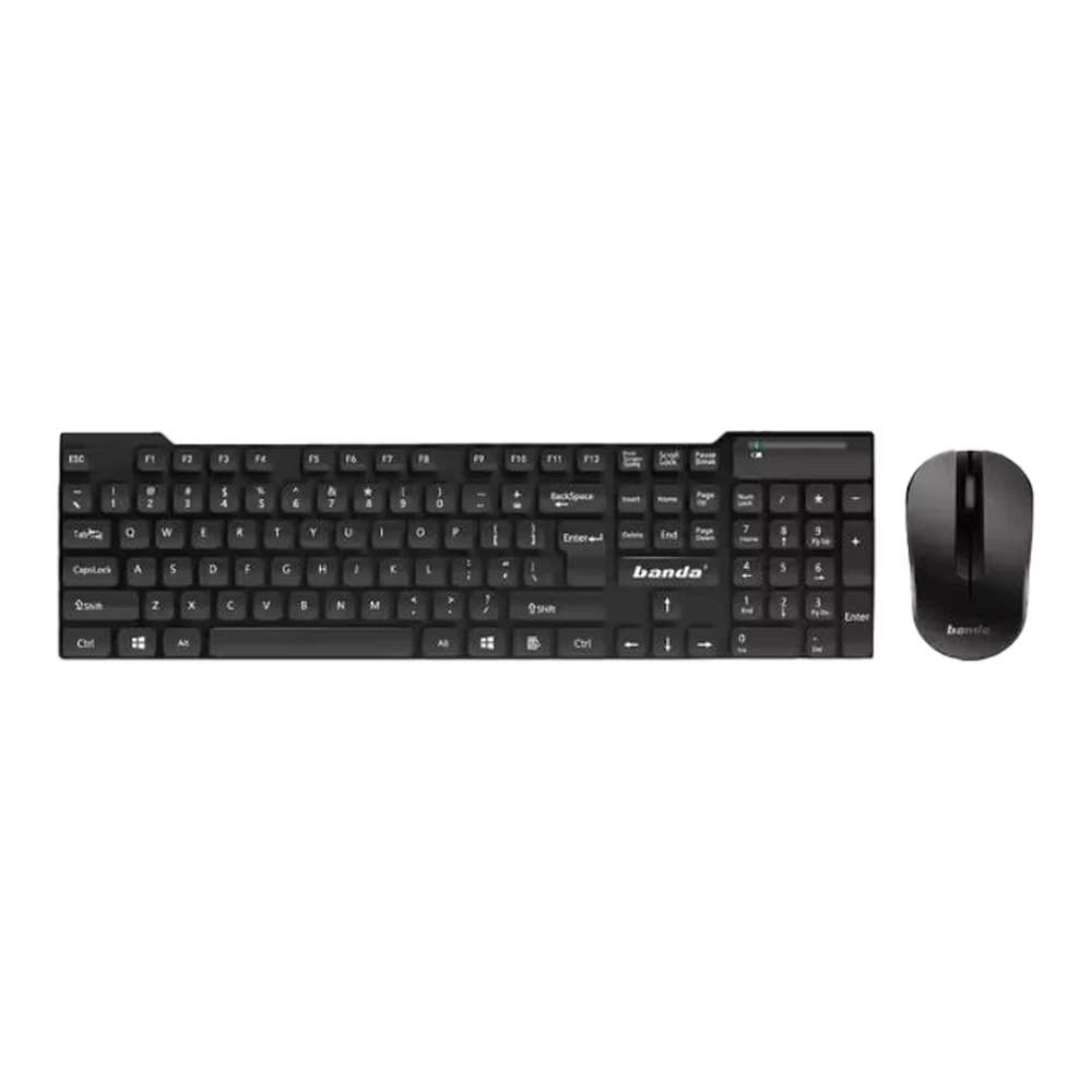 Banda W600 Wireless Keyboard & Mouse Combo, 2.4 GHz Wireless Connectivity, 104 Keys Membrane Keyboard, Spill-Resistant Design, 1000 DPI Optical Tracking Mouse, Black, 1 Year Warranty