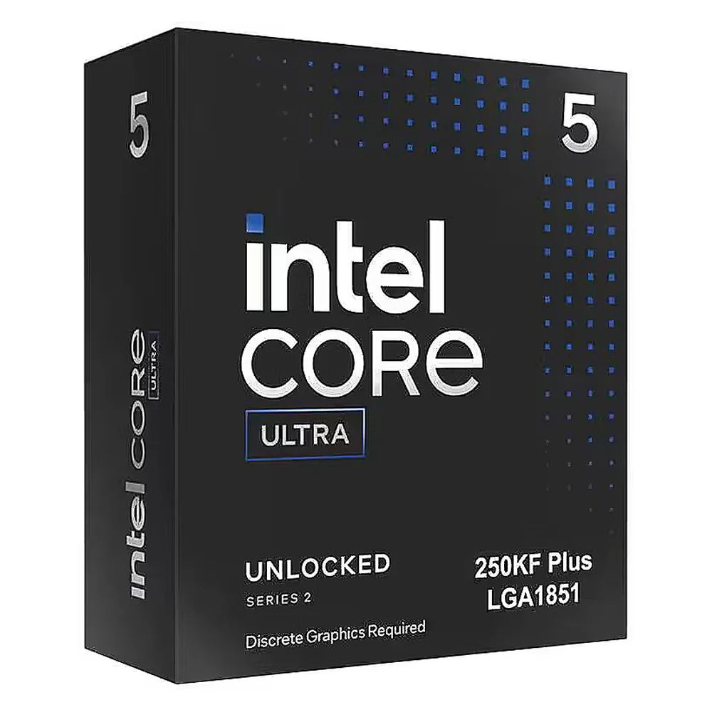 Intel Core Ultra 5 250KF Plus Processor, 18-Core (6P+12E), Base Frequency 4.20 GHz, Turbo Frequency 5.30 GHz, 30MB L1 Cache, DDR5, LGA1851 Socket, BOX, 1 Year Warranty