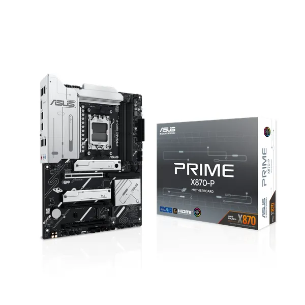 Asus PRIME X870-P Motherboard, AM5 Socket, ATX Form Factor, DDR5 Ram, PCIe 5.0 With SafeSlot Core+, USB4 40 GBps, HDMI, Thunderbolt, Realtek 2.5 GB Ethernet With Asus LANGuard, Aura Sync, 1 Year Warranty