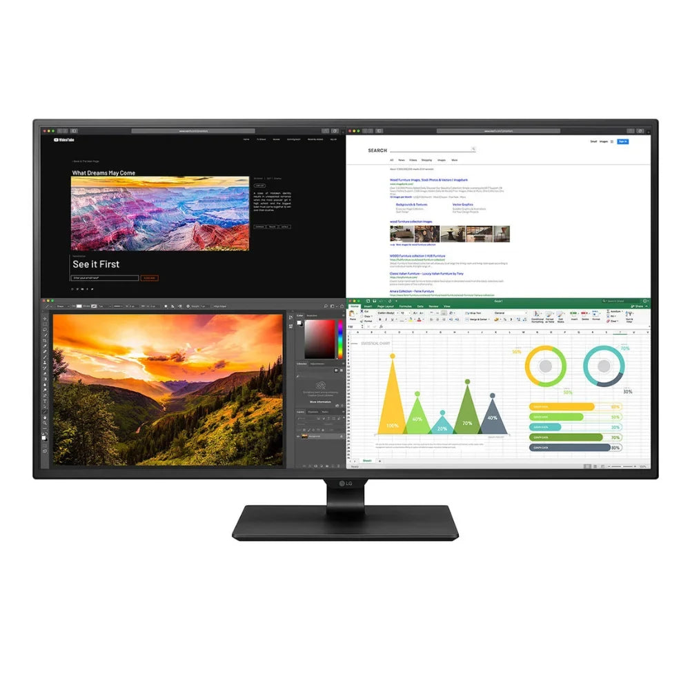LG 43UN700B 43" 4K UHD Monitor, IPS Panel, 8ms Response Time, Anti-glare, DisplayPort, USB Type-C, IPS, HDR10, 4x HDMI, PIP/PBP, Tilt Adjustment, Black, 1 Year Warranty