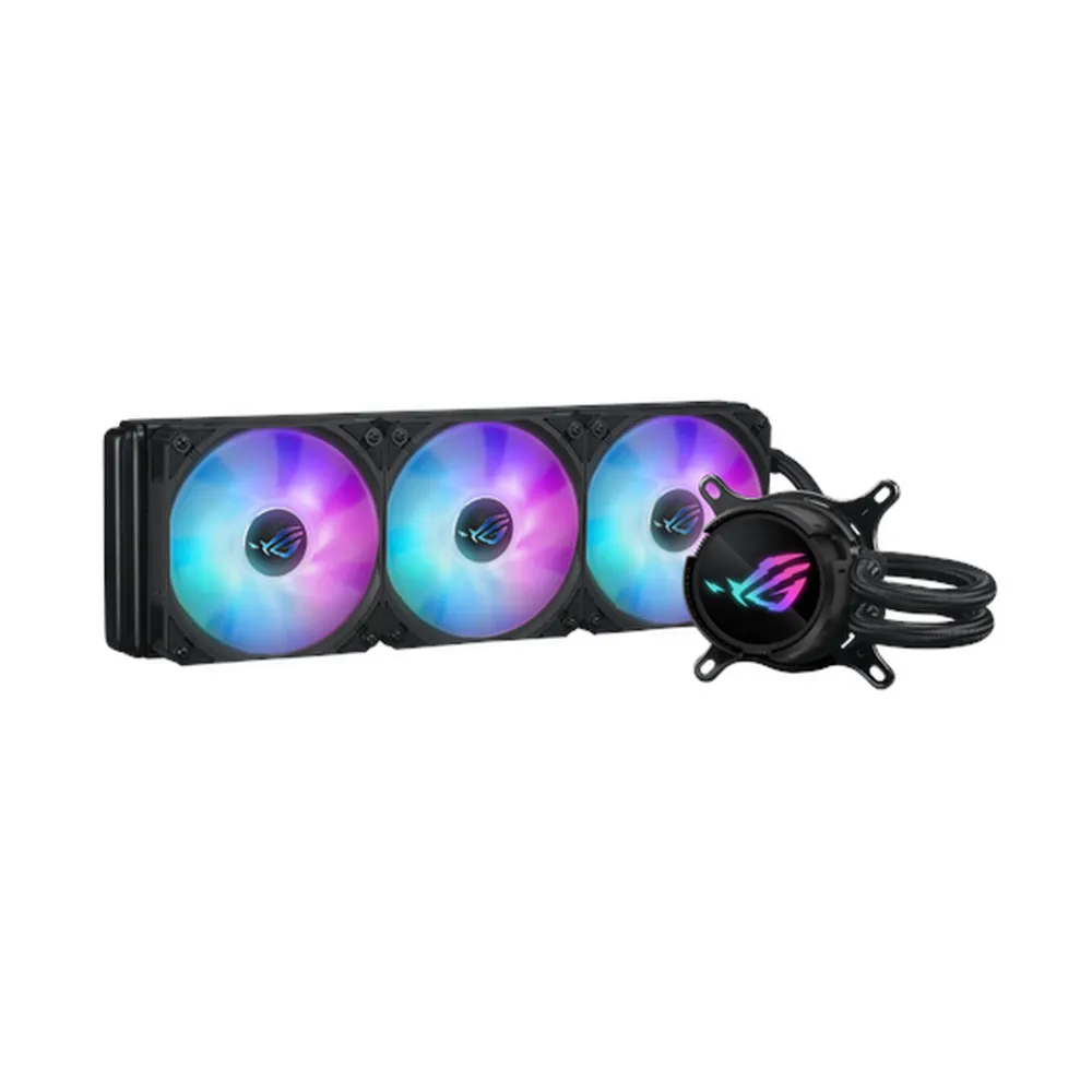 Asus ROG Strix LC III 360 ARGB AIO Liquid Cooler, 360° Rotatable Water Block LCD, Supports Intel, AMD Sockets, Black, 1 Year Warranty