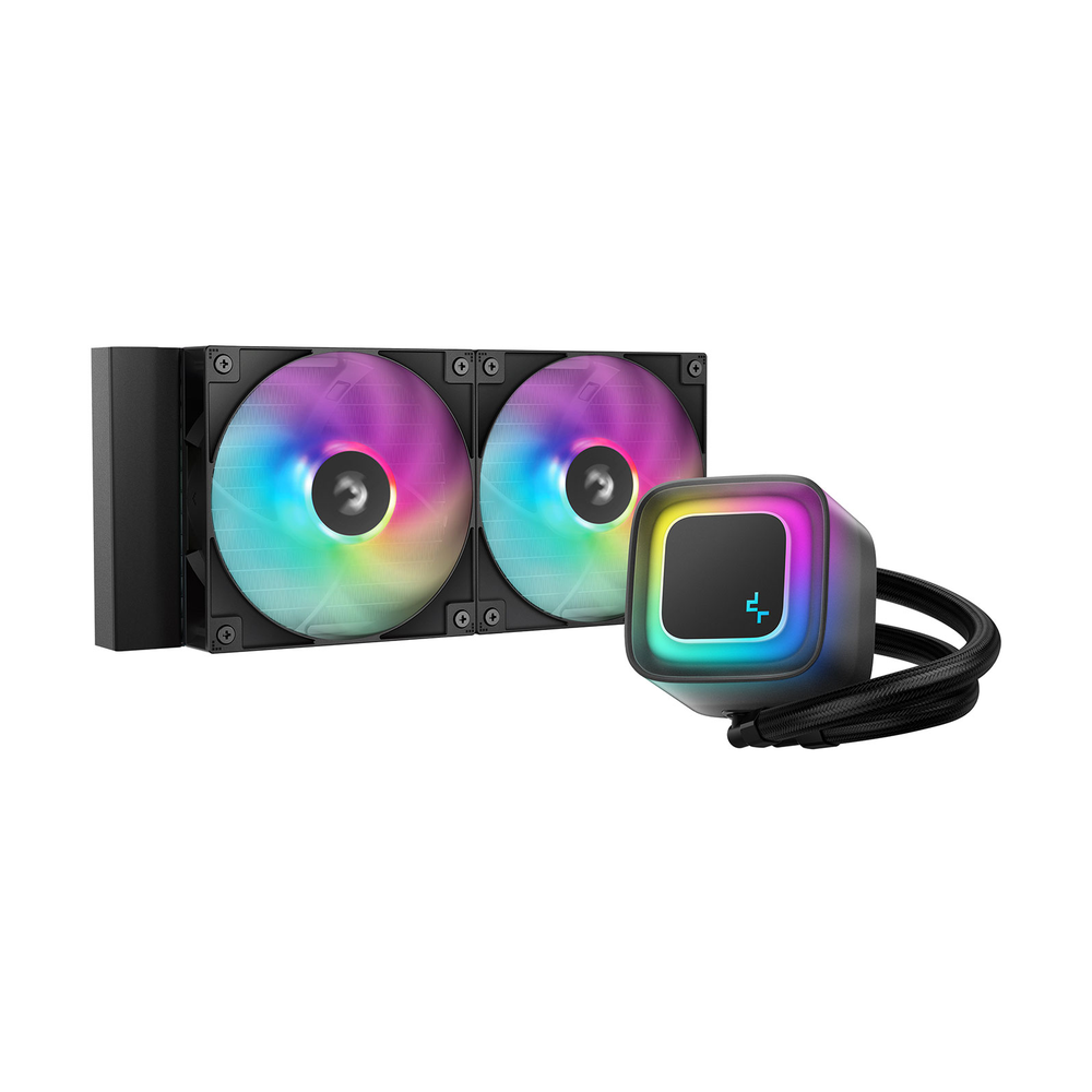 DeepCool LE240 V2 AIO Liquid Cooler, Addressable RGB LED CAP, Supports Intel, AMD Sockets, 2 x RGB Fans, Black, 1 Year Warranty