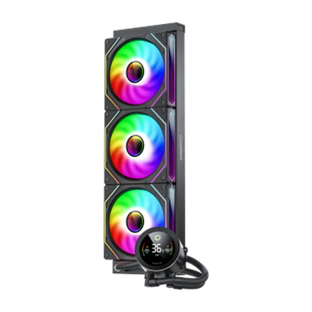 GameMax Iceberg 360 Digital Black AIO Liquid CPU Cooler, Triple ARGB Fans, 360mm Radiator, Hydraulic Bearing, Intel LGA 1851/1700 & AMD AM5 Ready, Black, 1 Year Warranty