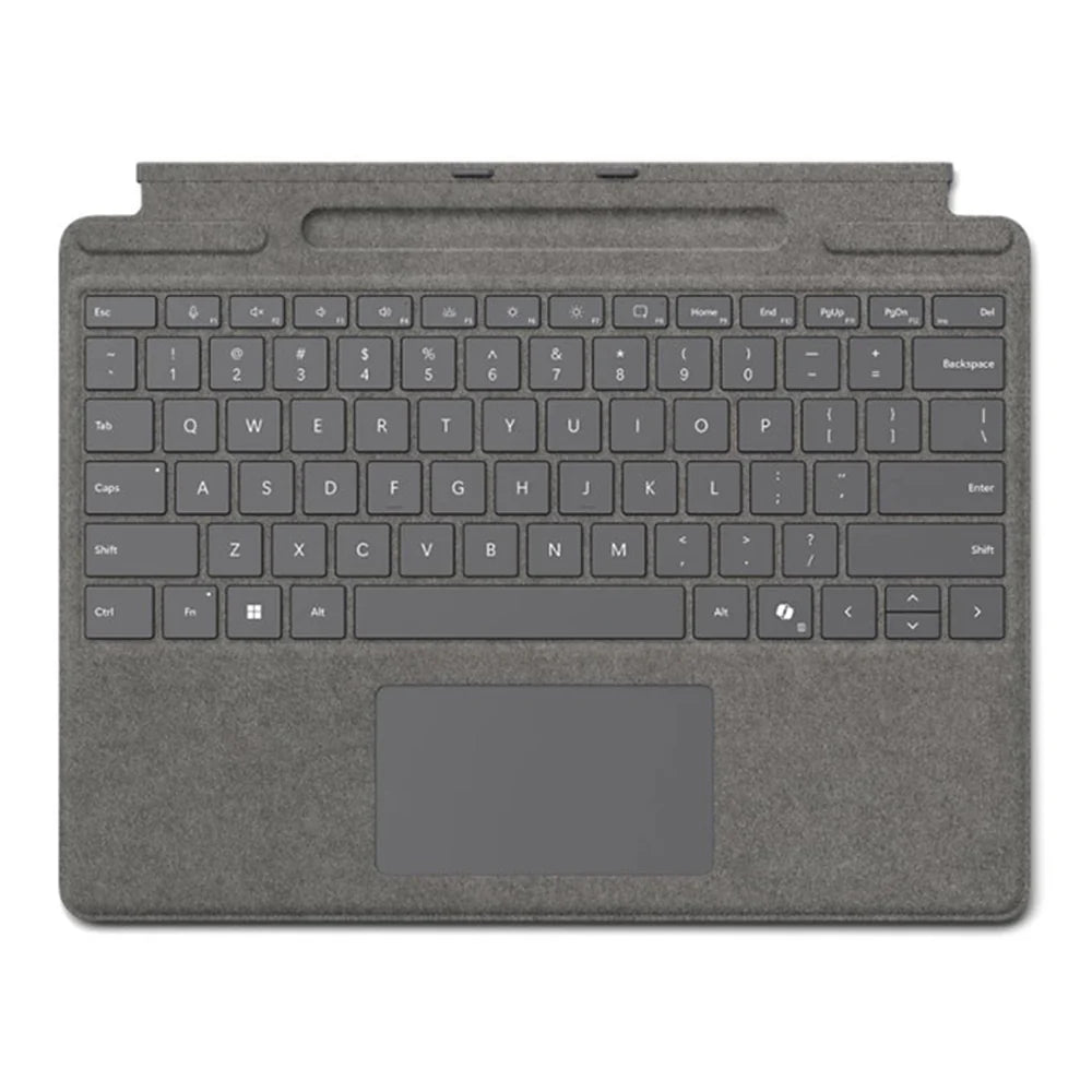 Microsoft Surface Pro Keyboard, Backlit Keys, Large Glass Touchpad, Integrated Slim Pen Storage & Charging, Magnetic Attachment, English & Arabic Keyboard, Platinum, 1 Year Warranty