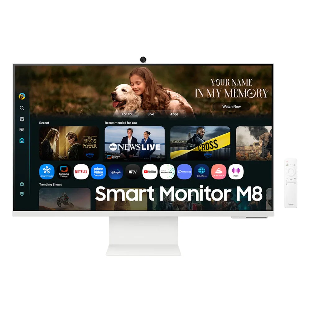 Samsung M8 32" 4K UHD Smart Monitor, VA Panel, 3840 x 2160 Resolution, 60Hz Refresh Rate, 4ms (GtG) Response Time, USB-C (65W PD), HDMI, Built-in Speakers, White, 1 Year Warranty