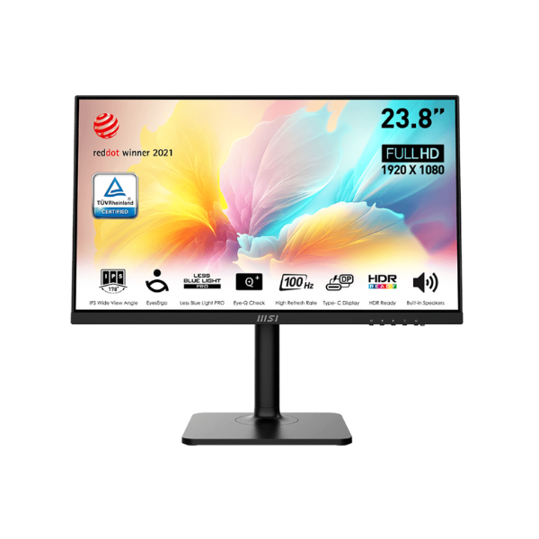 MSI 9S6-3PA59H-076 Modern MD2412P 24" FHD(1920 x 1080) Monitor, 1MS, 100Hz, HDMI, USB-C, Height/Tilt/Swivel/Pivot, Adjustable, 1 Year warranty