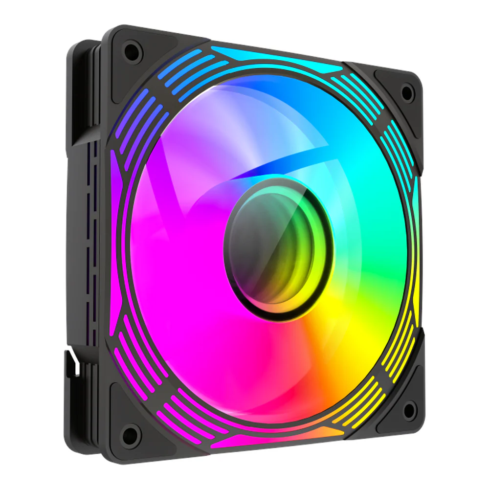 GameMax FN12A-C8I-R ARGB Case Fan, Single Pack, 120mm Fan Size, 1600 RPM Fan Speed, Reverse Blade Design, 44.35 CFM Airflow, Black, 1 Year Warranty