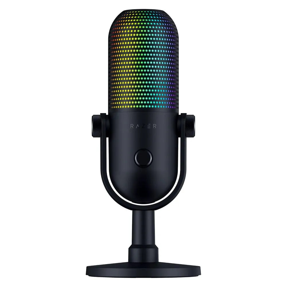 Razer Seiren V3 Chroma Condenser Microphone, Supercardioid Polar Pattern, Built-in Shock Absorber, Razer Chroma RGB, Touch-Sensitive Tap-to-Mute Button, Black, 1 Year Warranty
