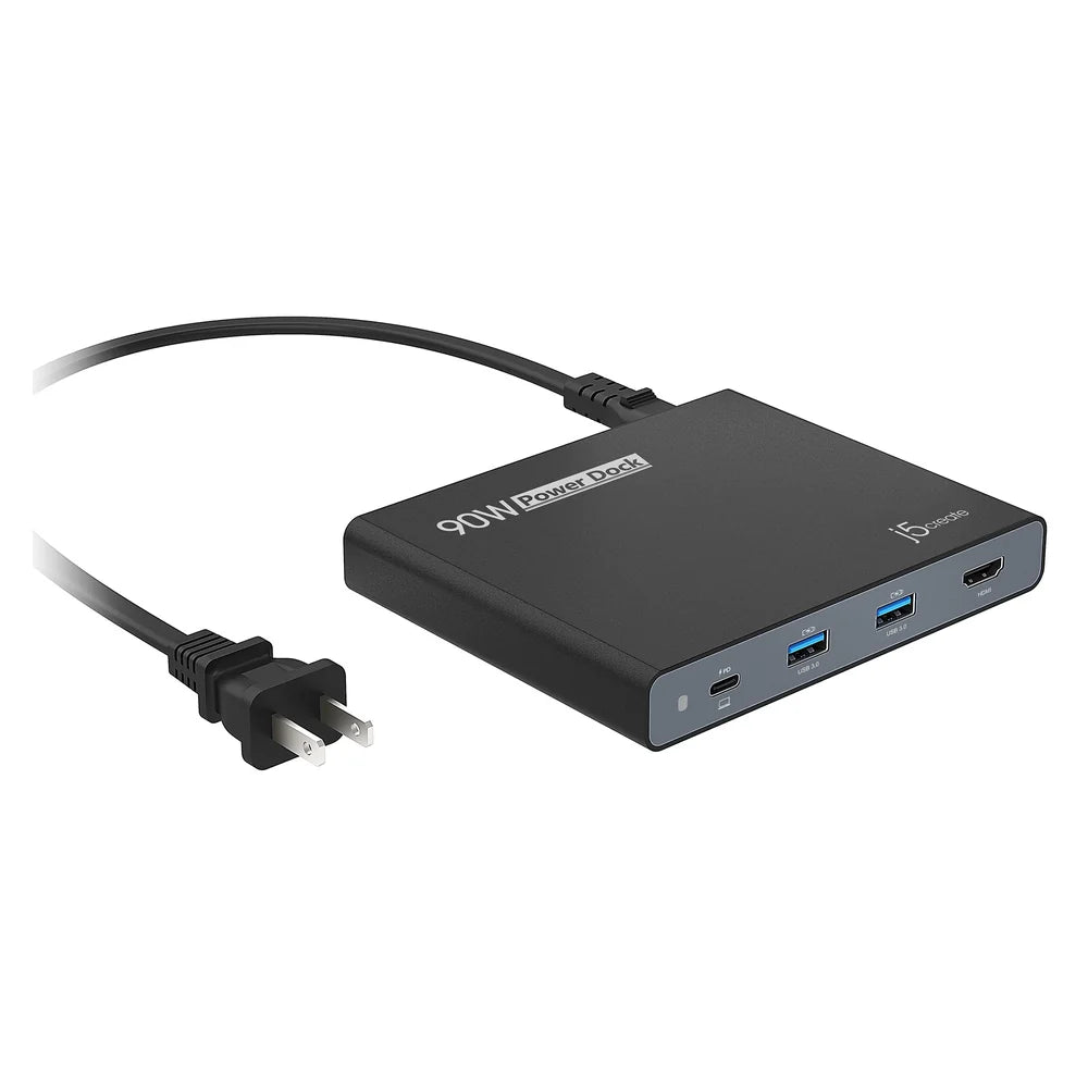 J5Create 90W Built-in USB-C Travel Dock, 4K HDMI, USB-A & USB-C Ports, 1 Year Warranty