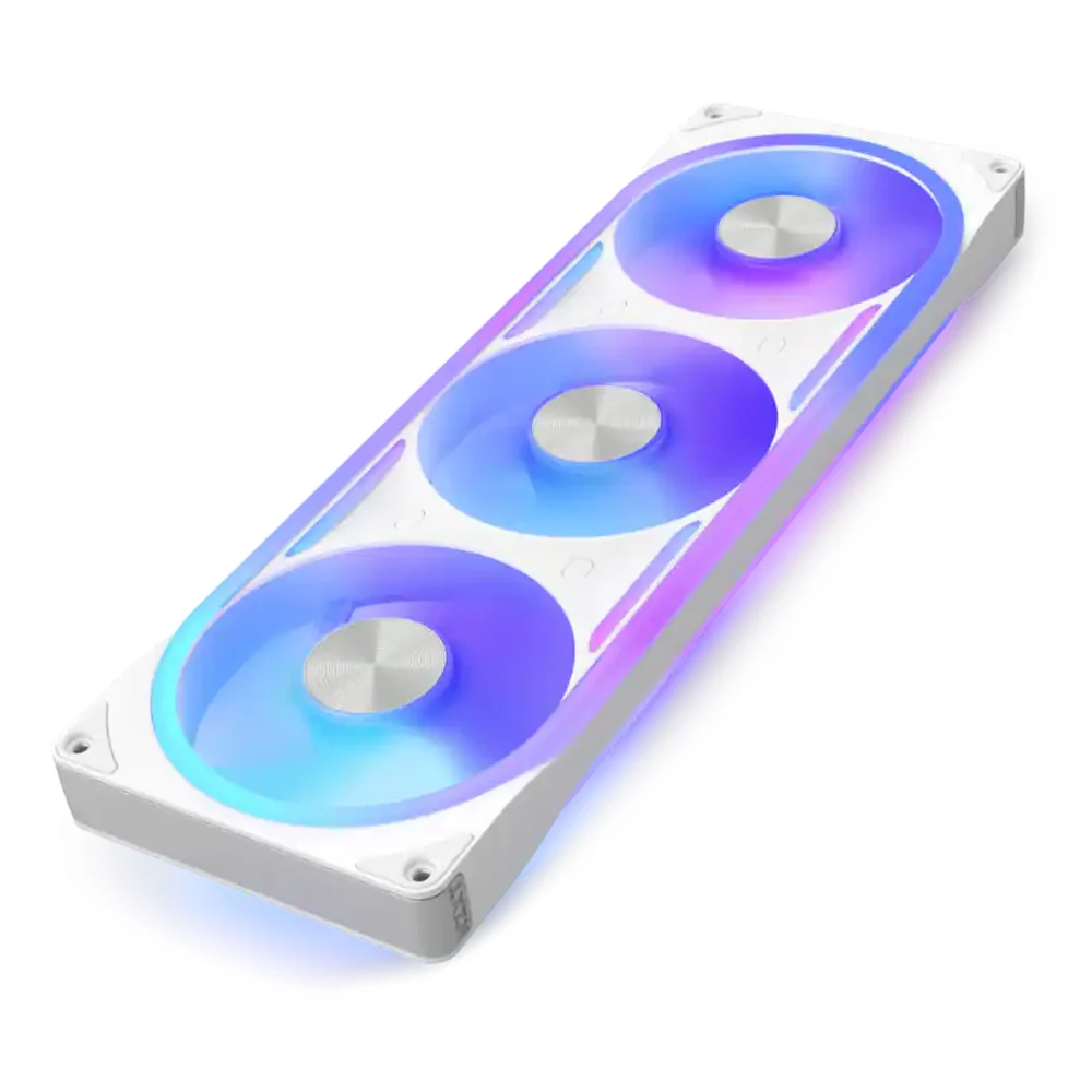 NZXT F360 RGB Core Single-Frame Case Fan, Pack Of 3, Hydraulic Bearing, 2400 rpm Fan Speed, 75.12 CFM Airflow, Addressable RGB LED Lighting, White, 1 Year Warranty