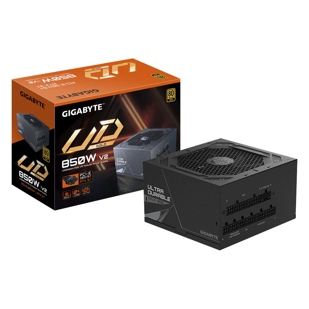 Gigabyte UD850GM PG5 V2 80 Plus Gold Power Supply, 850W, Fully Modular, ATX, Intel ATX 3.1 Certified, Black, 1 Year Warranty