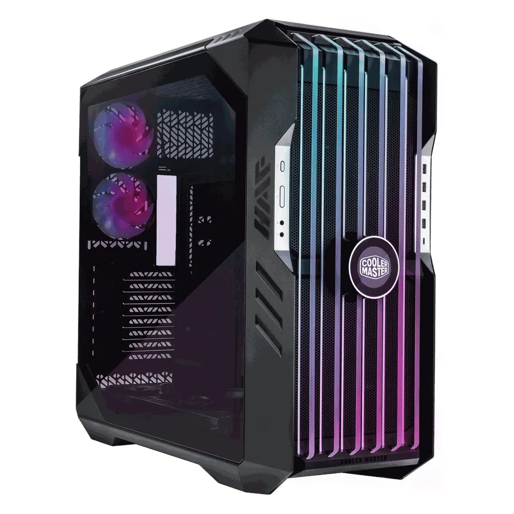 Cooler Master HAF 700 EVO Full Tower PC Casing, Tempered Glass Side Panel, Customizable LCD Assistant, Rotatable Radiator Bracket, 490mm GPU Support, USB 3.2 Gen 2, Black, 1 Year Warranty