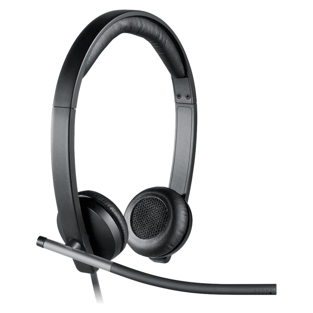 Logitech H650e Stereo Wired Headset, USB-A Connectivity, 32 mm Drivers, Bi-Directional Noise-Canceling Microphone, In-Call LED Indicator, Black, 1 Year Warranty
