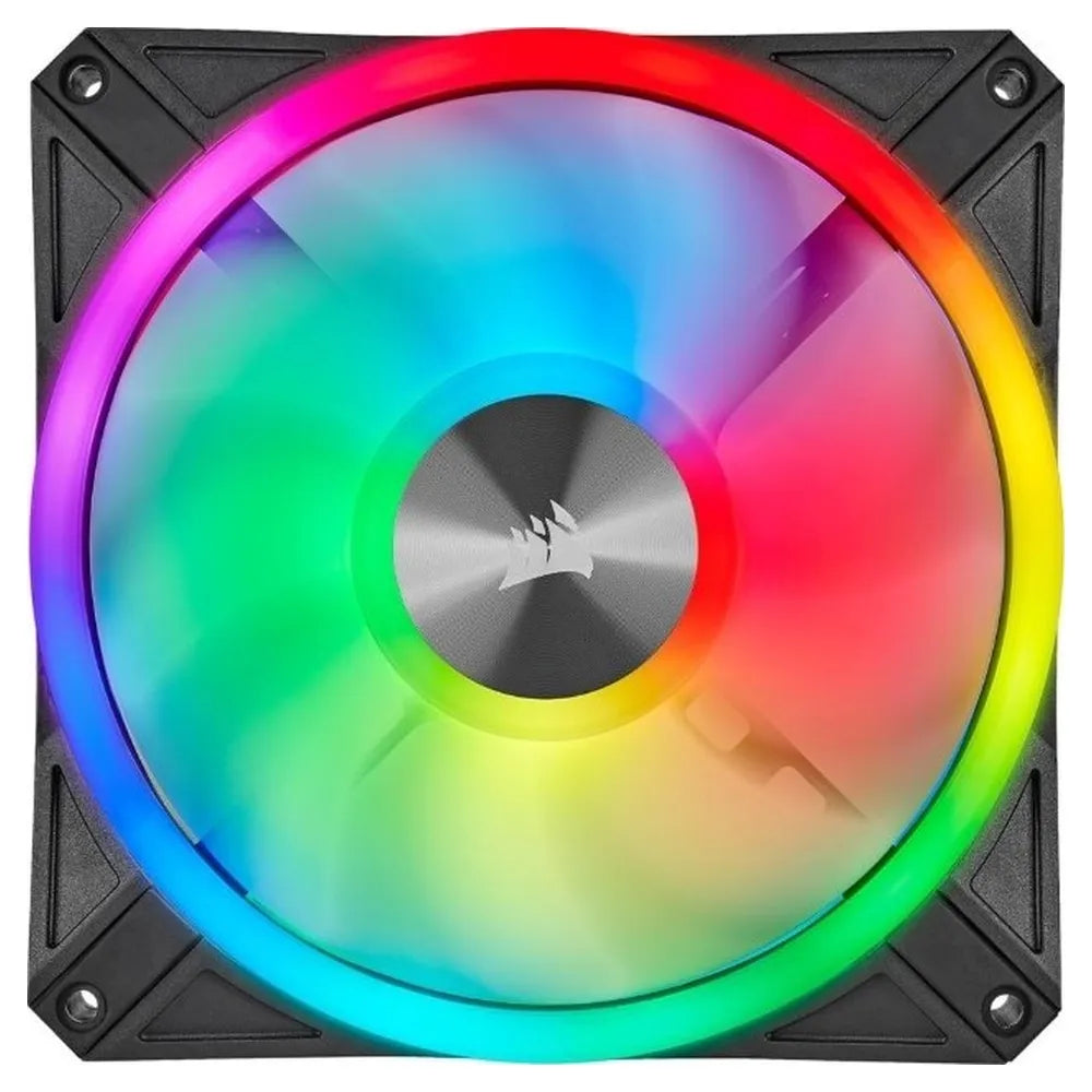 Corsair iCUE QL140 RGB Case Fan, Pack Of 2, Hydraulic Bearing, 140mm Fan Size, 1250 rpm Fan Speed, Black, 1 Year Warranty