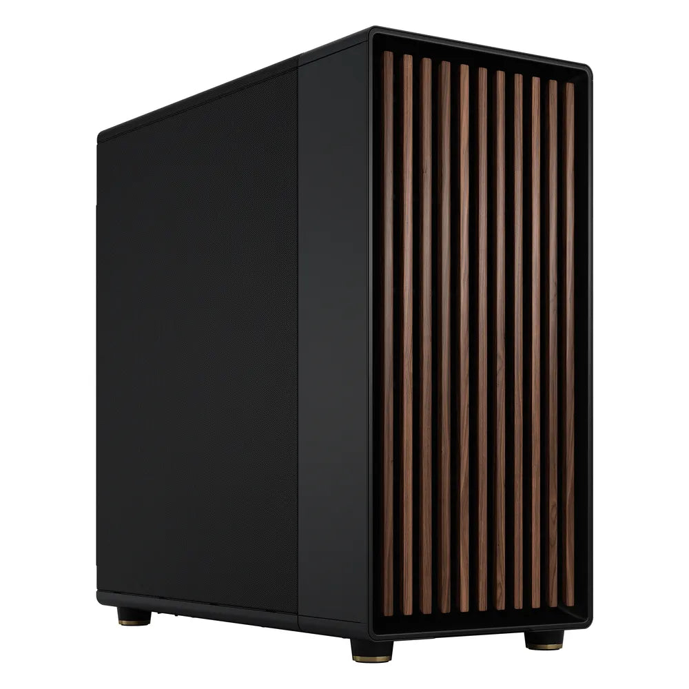 Fractal North XL E-ATX Tower PC Case, High-Airflow Mesh Side Panel, Walnut Front, 3 x Aspect 140mm Pre-installed Fans, 413mm GPU Support, USB 3.2 Gen 2, Charcoal Black, 1 Year Warranty