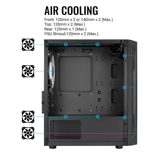 ATX CASE AERO COOL AERO ONE MINI BG MID TOWER BLACK