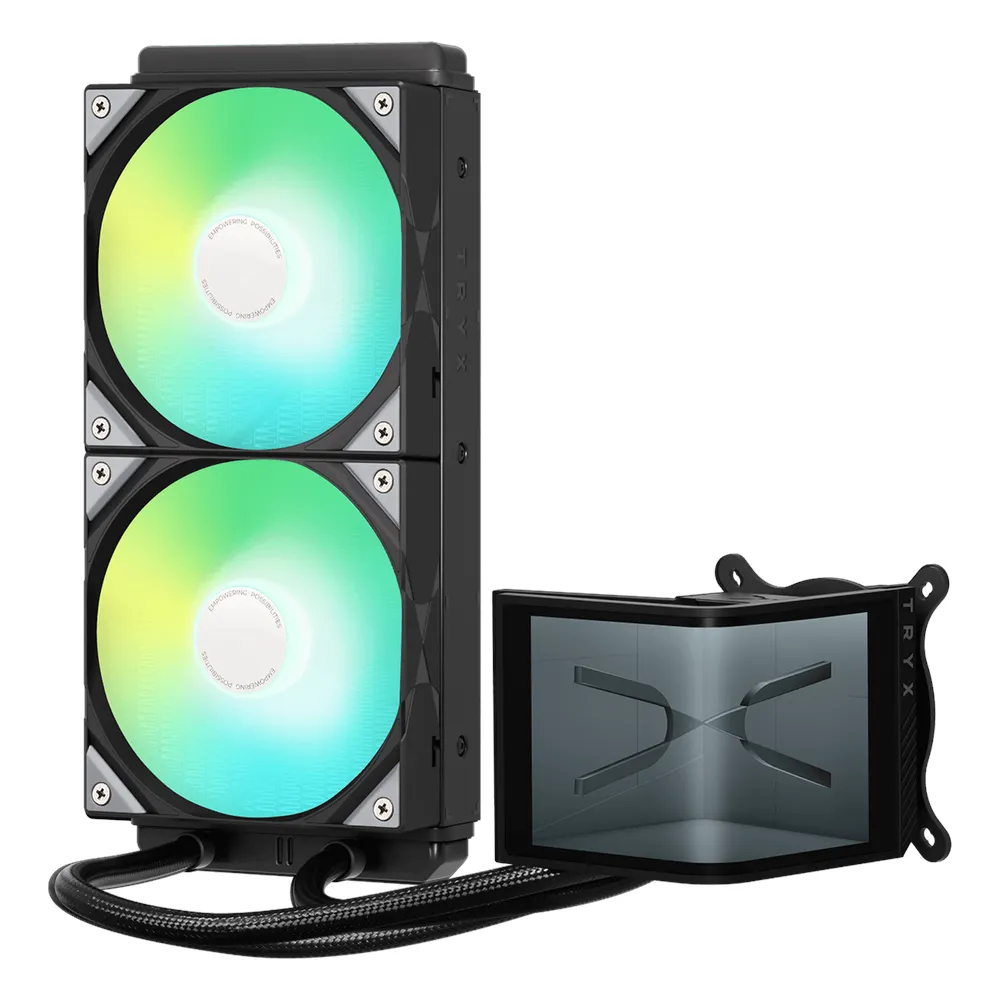 Tryx 360 Panorama SE 240 ARGB Liquid CPU Cooler, 6.67" AMOLED Screen, 2240 × 1080 Resolution, 240 mm Radiator, Supports Intel, AMD Sockets, 2 x 120mm Fans, Black, 1 Year Warranty
