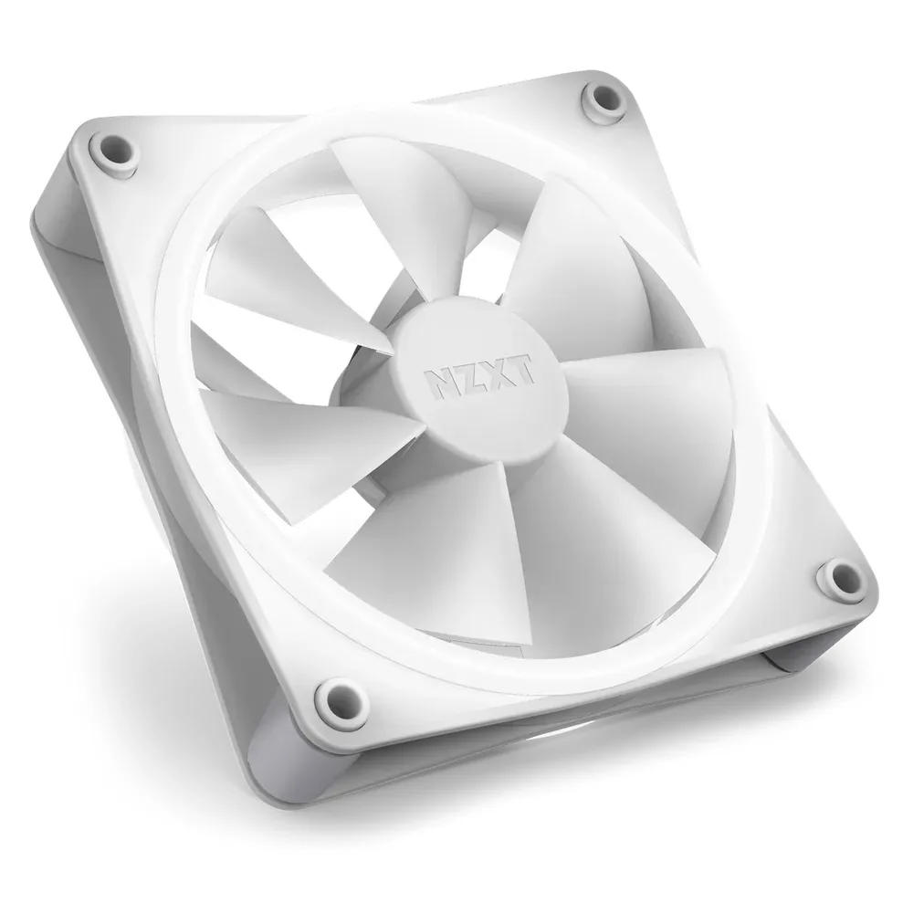 NZXT F120 RGB Duo Case Fans with RGB Controller, Pack Of 3, Fluid Dynamic Bearing, 120mm Fan Size, 1800 rpm Fan Speed, 20 Individually Addressable LEDs, White, 1 Year Warranty