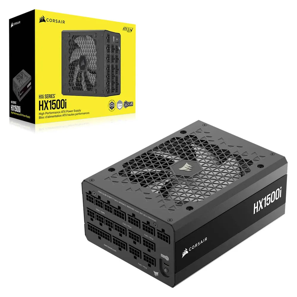 Corsair HX1500i 80 Plus Platinum Ultra-Low Noise Power Supply, 1500W, Fully Modular, ATX, Black, 1 Year Warranty