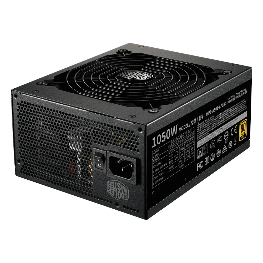 Cooler Master MWE Gold V2 Power Supply, 1050W, Fully Modular, ATX Form Factor, RTX Ready, 140mm Silent Fan, 1 Year Warranty