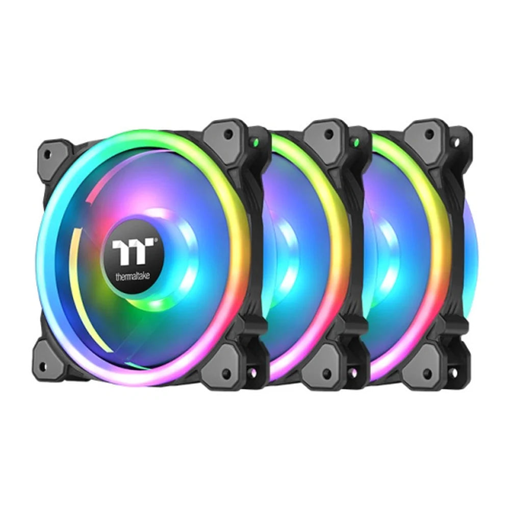 Thermaltake Riing Trio 12 ARGB Case Fans, Pack Of 3, 120mm Fan Size, 1500 RPM Fan Speed, 41.13 CFM Airflow, 25.2 dB(A) Noise Level, Black, 1 Year Warranty