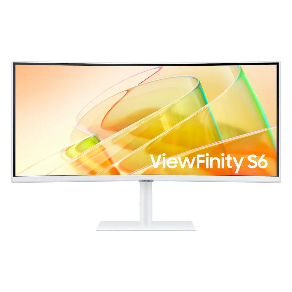 Samsung ViewFinity S6 S65TC 34" Curved Ultra-WQHD Monitor, (3440x1440) Resolution, 100Hz, Thunderbolt 4, HDMI & DP, Height/Tilt/Swivel Adjustable Stand, Warm White, 3 Year Warranty