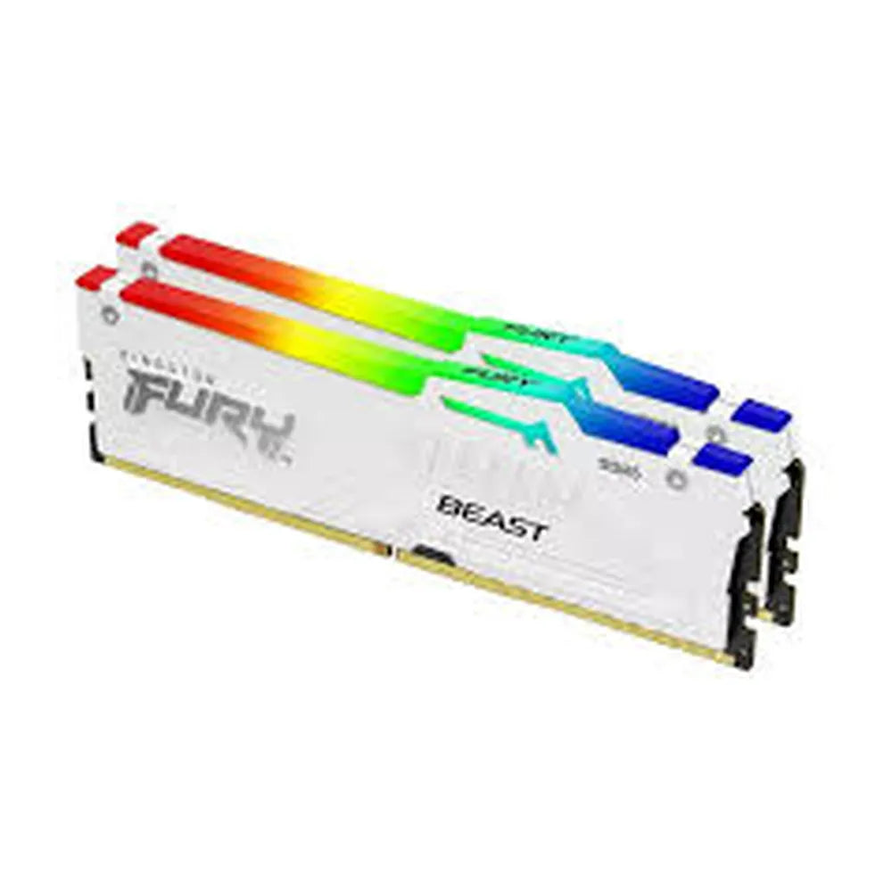 Kingston Fury Beast RGB Memory Kit, 32GB (2x16GB), DDR5 DRAM, 6000 MT/s, CL-30, White, AMD EXPO & Intel XMP Certified, 1 Year Warranty