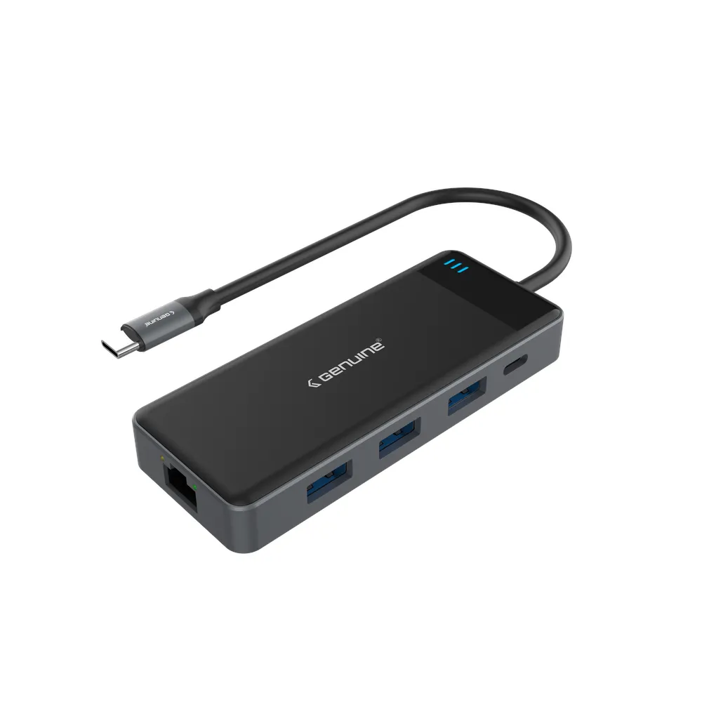 Genuine 8 in 1 Docking Station, 180mm Cable Length, Input USB Type-C 3.1, Transfer rate up to 5Gbps, Fast Charging up to 100W, Grey/Customized, 1 Year Warranty