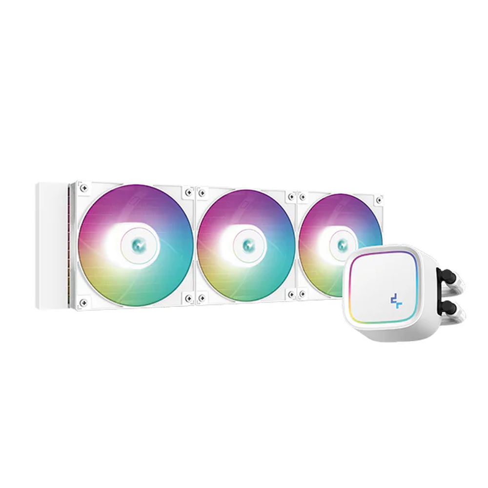 DeepCool LE720 AIO Liquid Cooler, Addressable RGB LED CAP, Supports Intel, AMD Sockets, 2 x RGB Fans, White, 1 Year Warranty