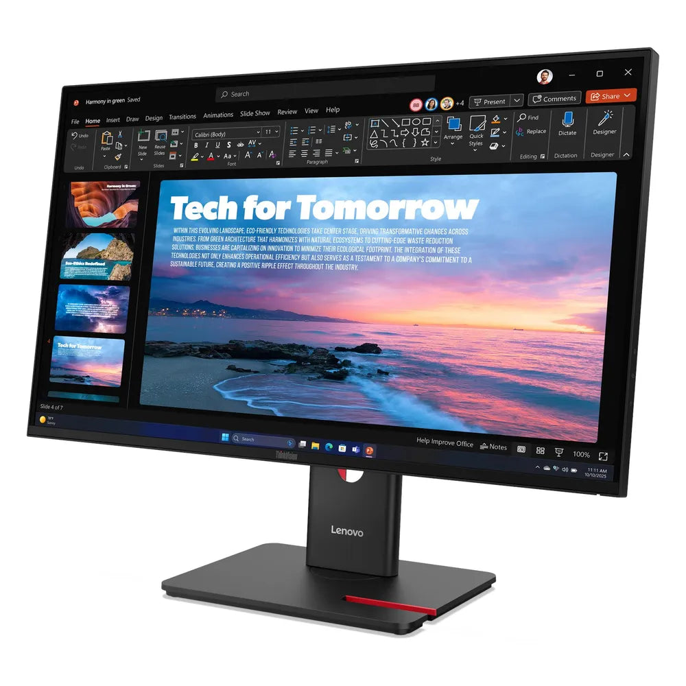 Lenovo ThinkVision T27qd-40 Monitor, 27" QHD (2560 x 1440) Resolution, 120Hz, Anti-glare, 4ms (GtG) Response Time, HDMI, DisplayPort, USB-C (100W PD), RJ45, Tilt/Pivot/Swivel/Height Adjustable Stand, Black, 3 Year Warranty