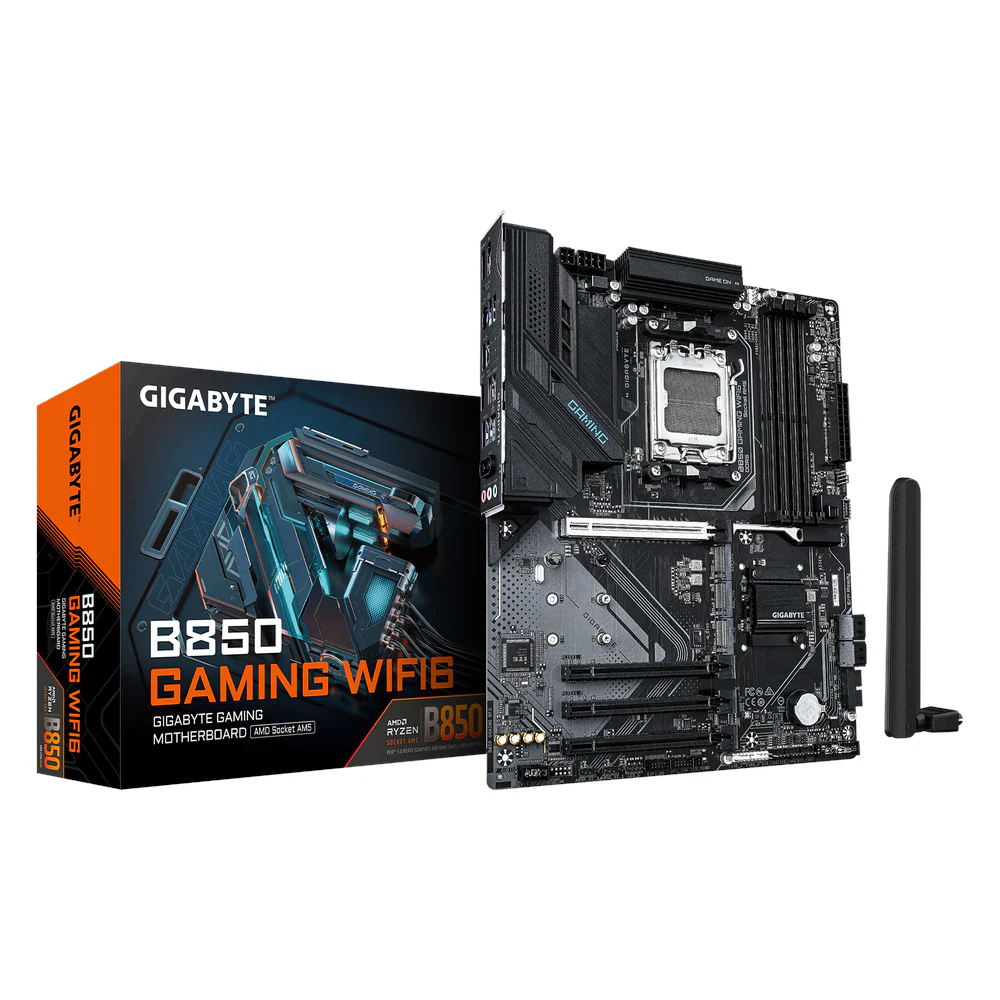 Gigabyte B850 GAMING WIFI6 Motherboard, Socket AM5, ATX Form Factor, DDR5 Ram, PCIe 4.0, Wi-Fi 6, Bluetooth v5.3, HDMI, DisplayPort, Realtek 1Gb Ethernet, 1 Year Warranty