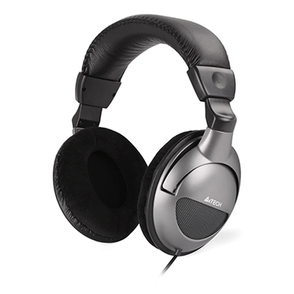 A4Tech HS-800 Wired Headset, USB-Wired Connectivity, 50 mm Drivers, Retractable Omnidirectional Microphone, In-Line Volume Control, Black & Silver, 1 Year Warranty