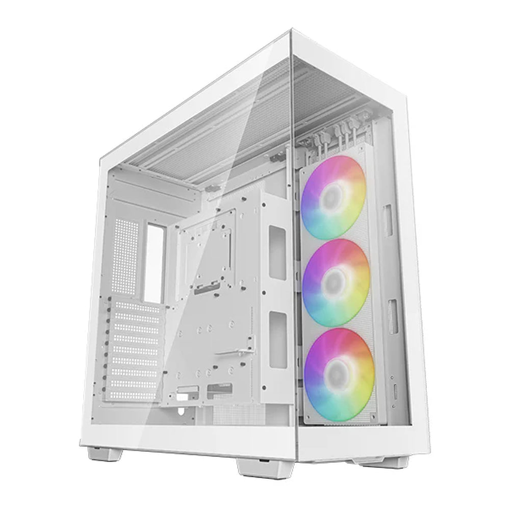 DeepCool CH780 WH E-ATX PC Case, Panoramic Glass-Dual Chamber, 1 x 420mm AR GB Fan Unit, 480mm GPU Support, USB 3.2 Gen 2, White, 1 Year Warranty