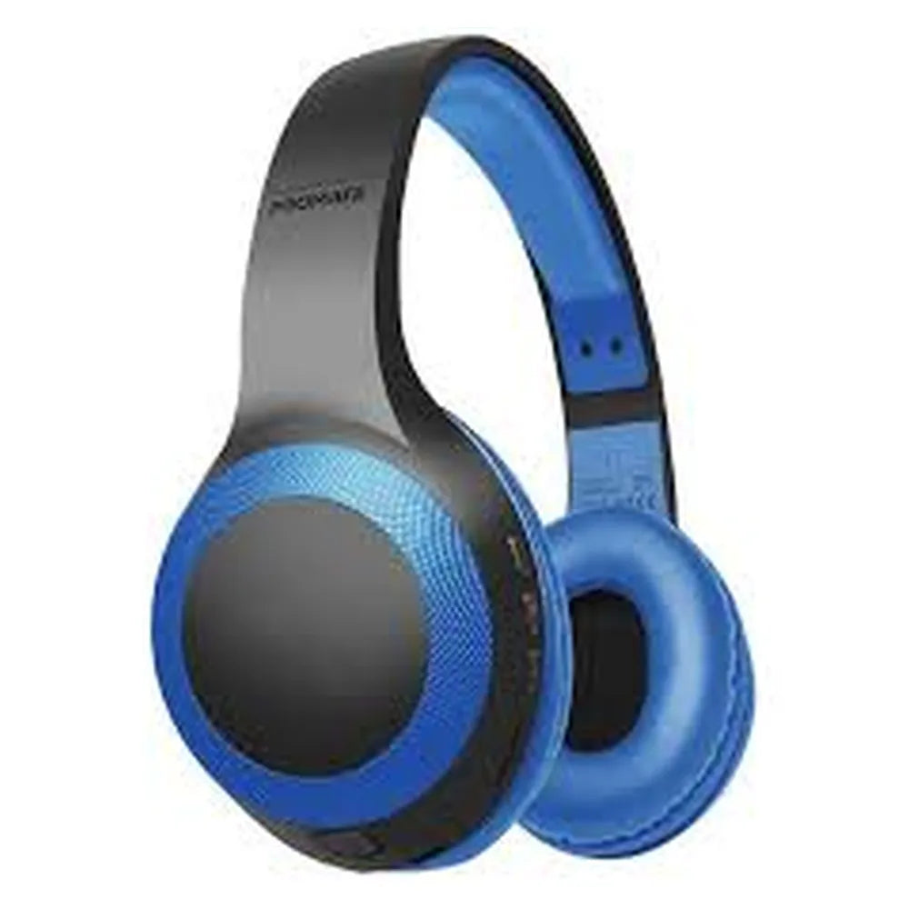 Promate Deep Bass Over-Ear Wireless Headset, Blue, 1 Year Warranty