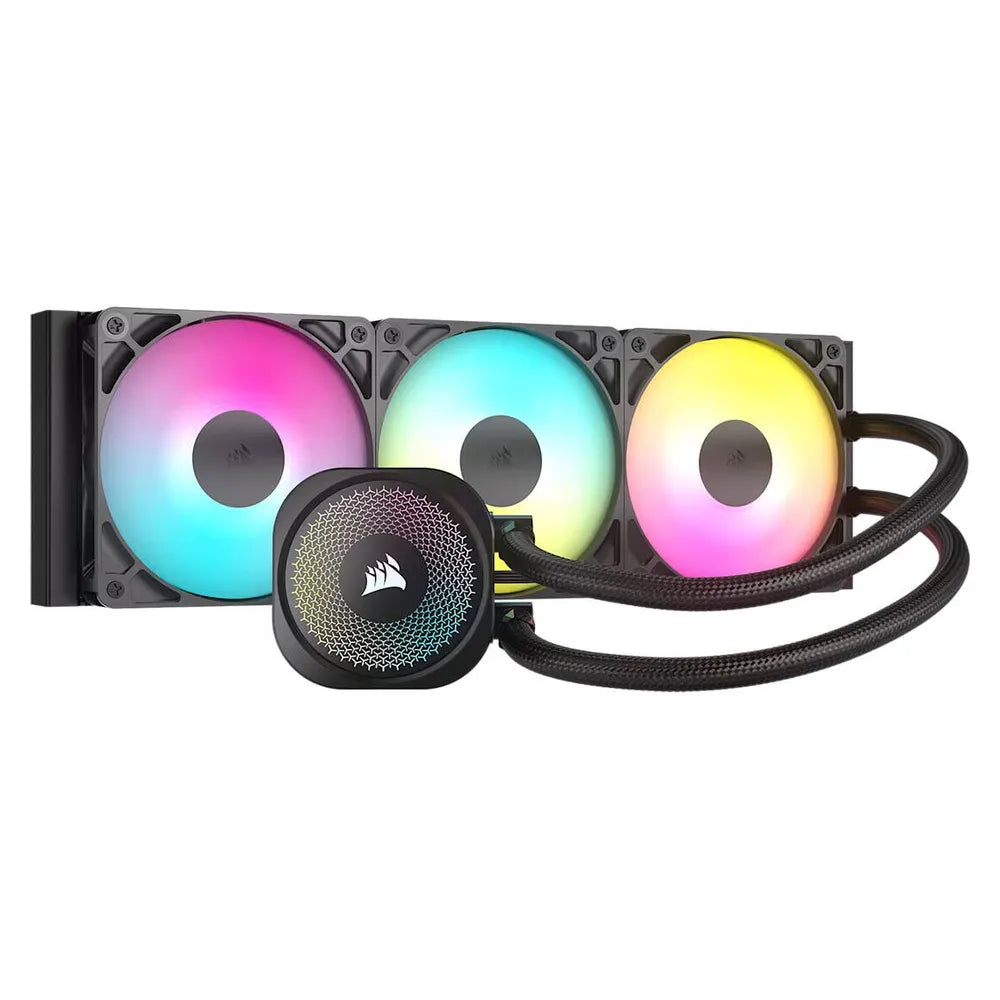 Corsair Nautilus 360 RS ARGB Liquid CPU Cooler, 360 mm Radiator, Flowdrive Cooling Engine, Copper Cold Plate, Supports Intel, AMD Sockets, RS120 ARGB PWM Fans, Black, 1 Year Warranty