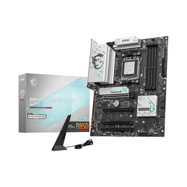 Msi B850 Gaming Plus WiFi Motherboard, AM5 Socket, ATX Form Factor, DDR5 Ram, PCIe 5.0, Wi-Fi 7 With EZ Antena, Bluetooth 5.4, USB 10 GBps, 5G LAN, EZ M.2 Shield Frozr II, 1 Year Warranty