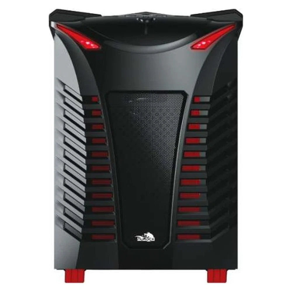 Nurok Stallion Mini ITX Tower PC Casing, Solid Steel Side Panel, USB 3.0, Black & Red, 1 Year Warranty