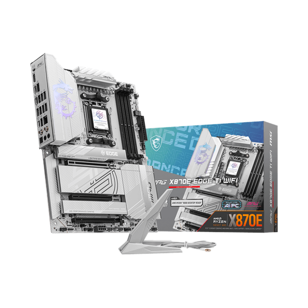 Msi MPG X870E EDGE TI WiFi Motherboard, AM5 Socket, ATX Form Factor, DDR5 Ram, PCIe 5.0, Wi-Fi 7 Solution, Bluetooth 5.4, USB 40 GBps, HDMI 2.1, Type-C Display Port, Realtek 5 GBps LAN, EZ M.2 Shield Frozr II, 1 Year Warranty