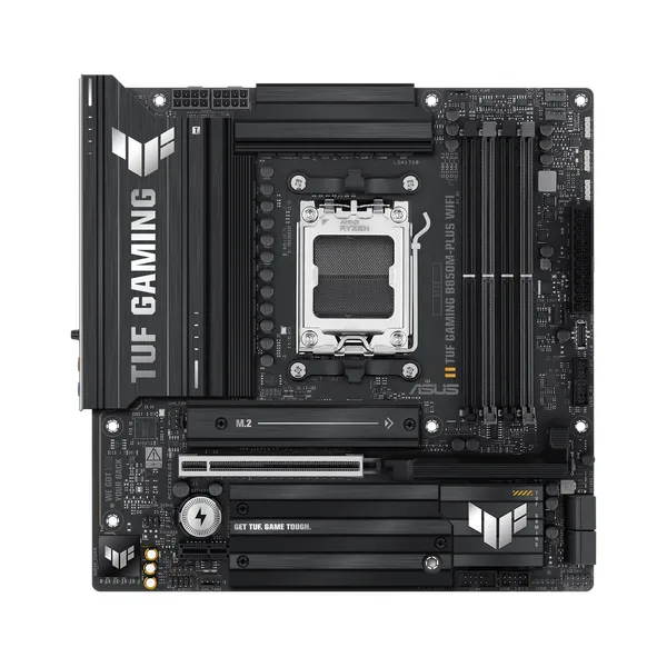Asus TUF GAMING B850M-PLUS WiFi Motherboard, AM5 Socket, micro-ATX Form Factor, DDR5 Ram, PCIe 5.0 With SafeSlot Core+, Wi-Fi 6E, Bluetooth v5.3, HDMI, DisplayPort, Realtek 2.5 GB Ethernet With TUF LANGuard, Aura Sync, 1 Year Warranty