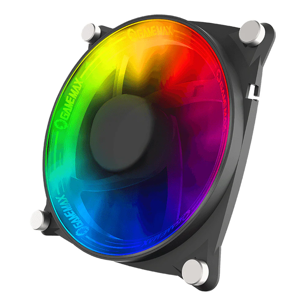 GameMax GMX-12RBB ARGB Case Fan, Single Pack, 120mm Fan Size, 1200 RPM Fan Speed, 36.79 CFM Airflow, Black, 1 Year Warranty
