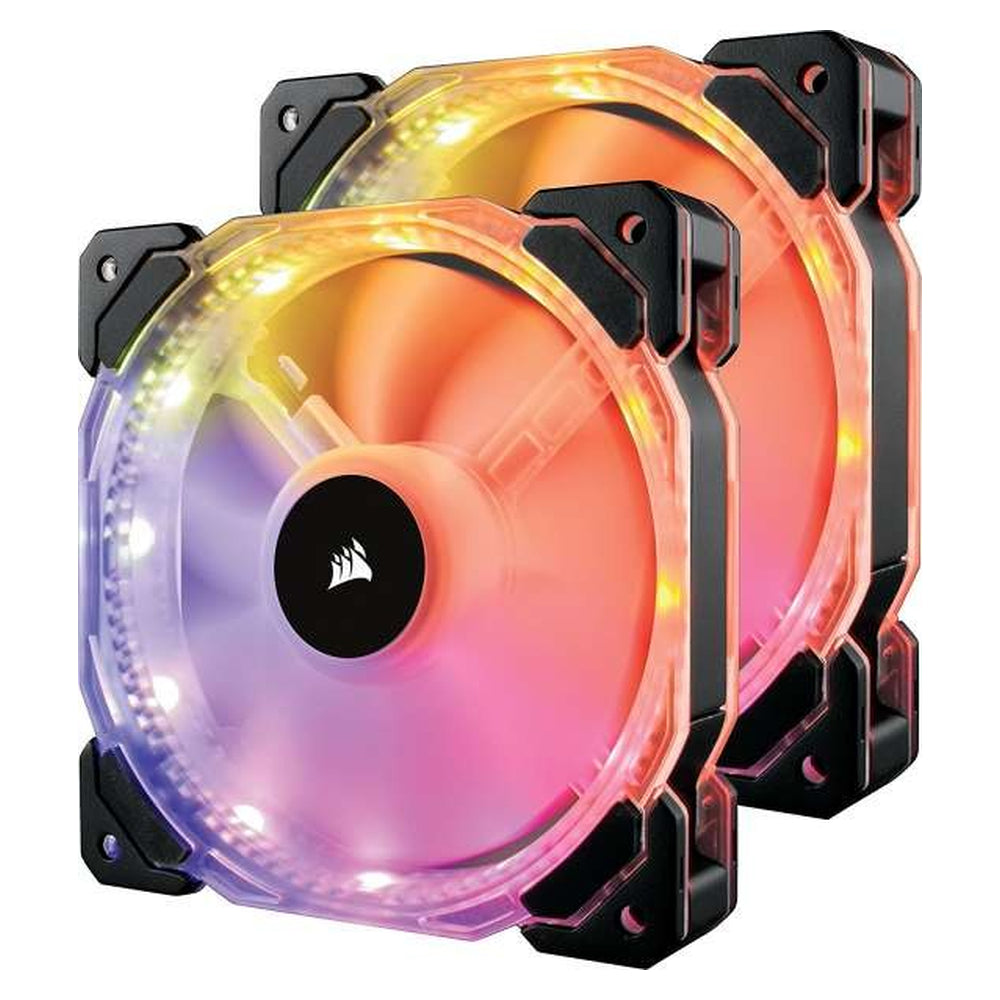 Corsair HD140 RGB LED High Performance 140mm PWM Case Fan, Twin Pack with Controller, Hydraulic Bearing, 600-1350 RPM, Black