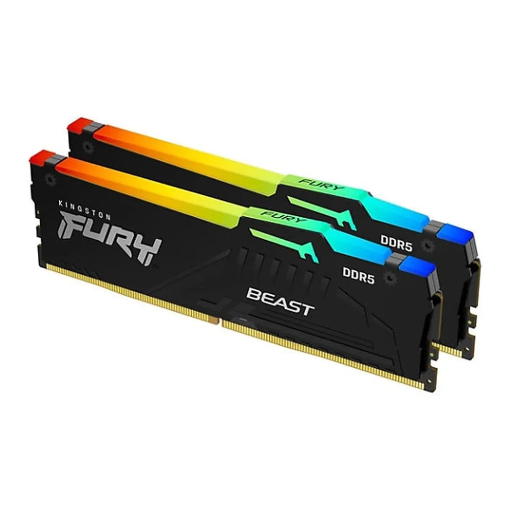 Kingston Fury Beast RGB Memory Kit, 32GB (2x16GB), DDR5 DRAM, 6000 MT/s, CL-36, AMD EXPO & Intel XMP Certified, 1 Year Warranty