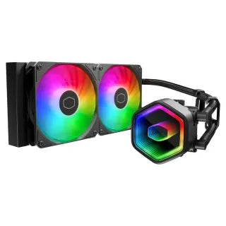Cooler Master MasterLiquid Core II Series ARGB CPU Cooler, 240mm Radiator, Supports Intel, AMD Sockets, Rifle Bearing Fans, Black, 1 Year Warranty