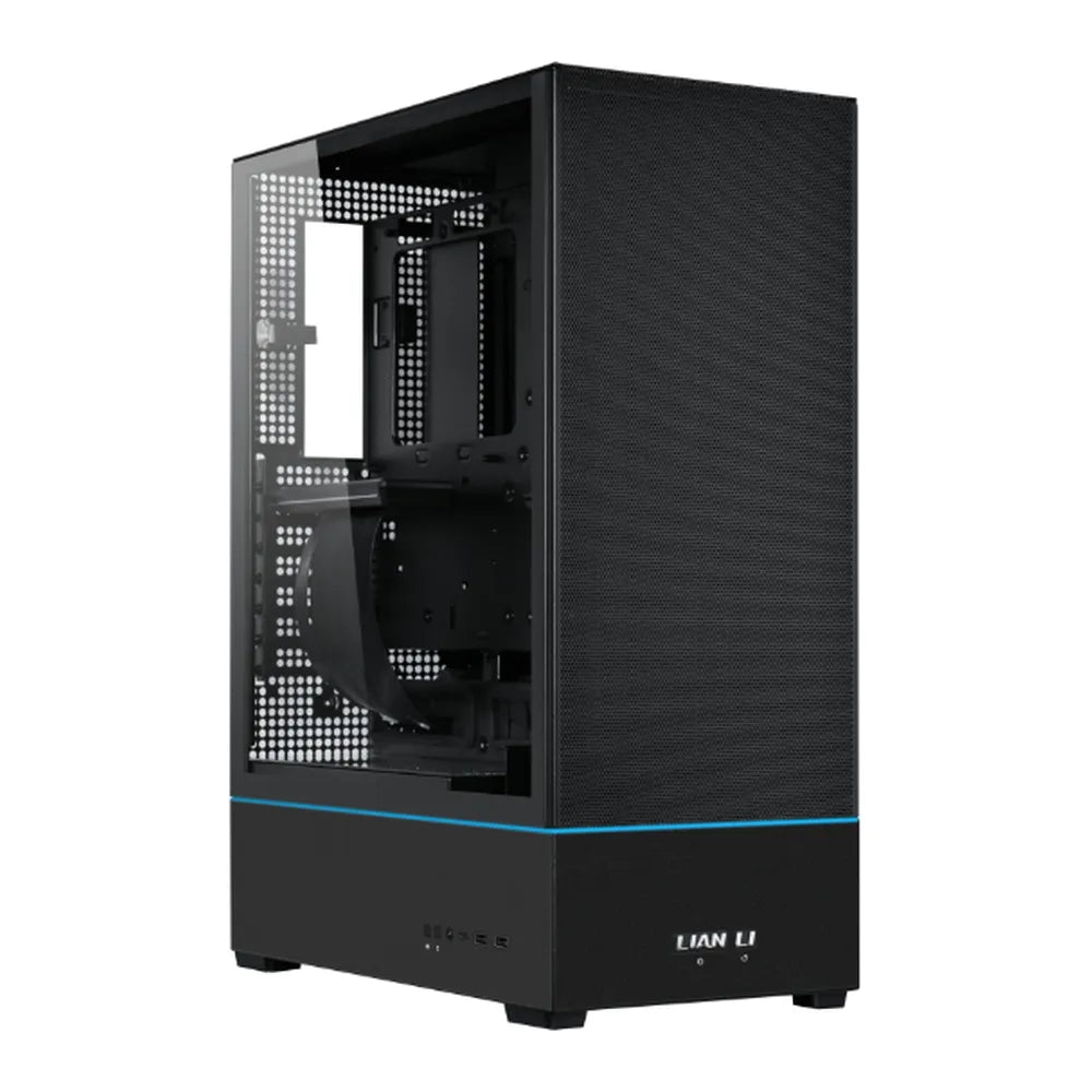 Lian Li SUP01 Compact Tower PC Casing, Tempered Glass, 3 x Pre-installed 120mm PWM Fans, Front and Top Magnetic Dust Filters, 400mm GPU Support, USB 3.1 Type-C, Black, 1 Year Warranty