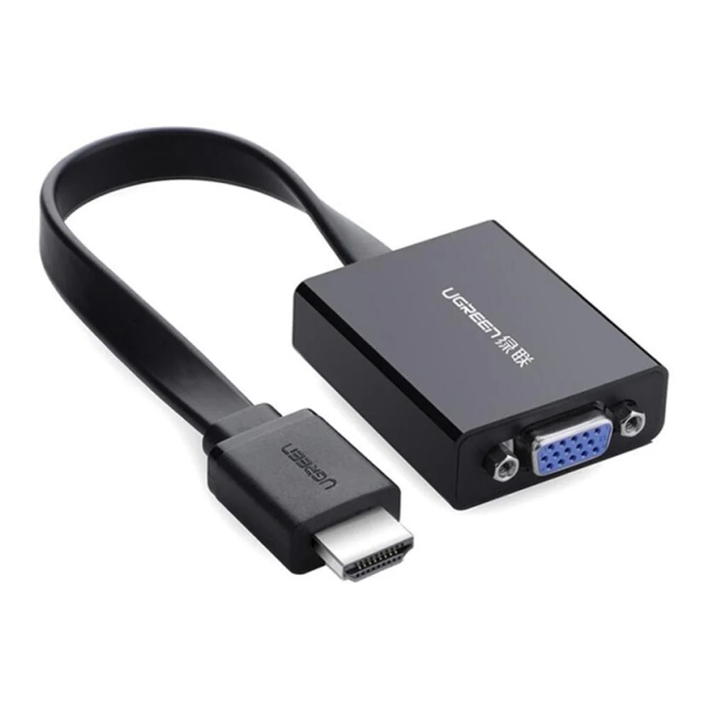 Ugreen HDMI Male to VGA Female Converter, Full HD 60Hz Max Resolution, Uni-directional, 3.5mm Aux Audio Jack, Micro USB Port (Power), 25cm Cable Length, Black, 1 Year Warranty